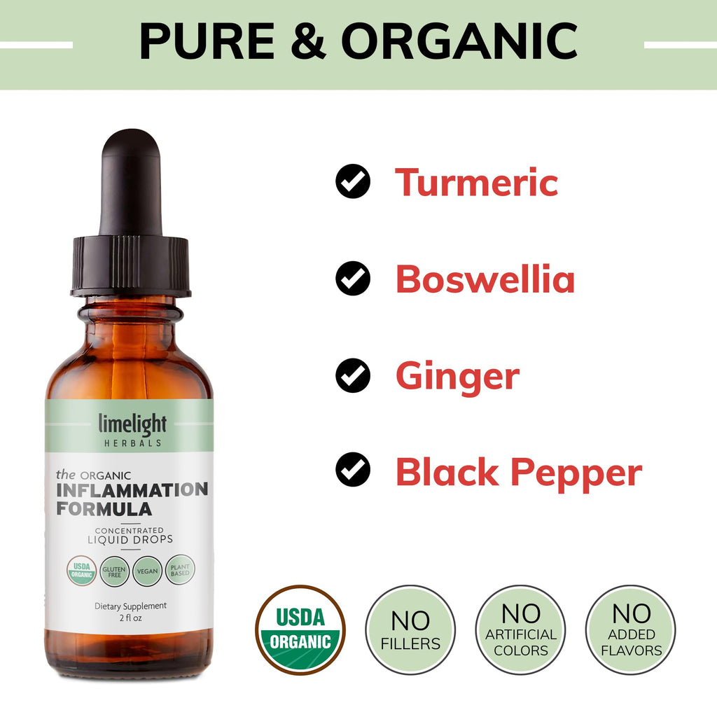 Organic Inflammation Formula Advanced Liquid Drops – Turmeric, Ginger, Boswellia & Black Pepper – Whole-Body Wellness & Inflammatory Support, Joint & Mobility Support – Vegan, Non-GMO – 60 Servings