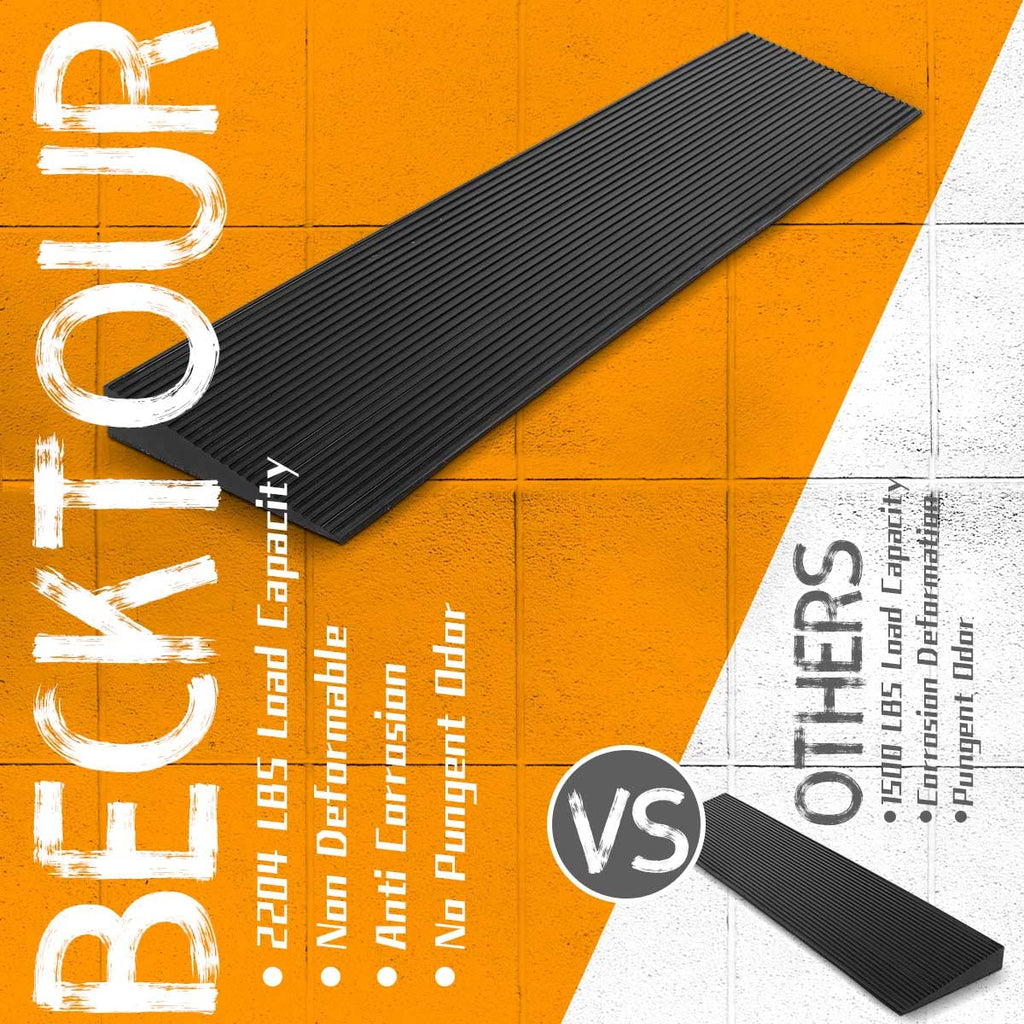BeckTour 1.5'' Rise Threshold Ramp for Doorways, 2204 LBS Capacity Rubber Threshold Ramp, Non-Slip Driveway Curb Ramps Handicap Ramp for Wheelchair Scooter Stroller, Cuttable & Adjustable Size