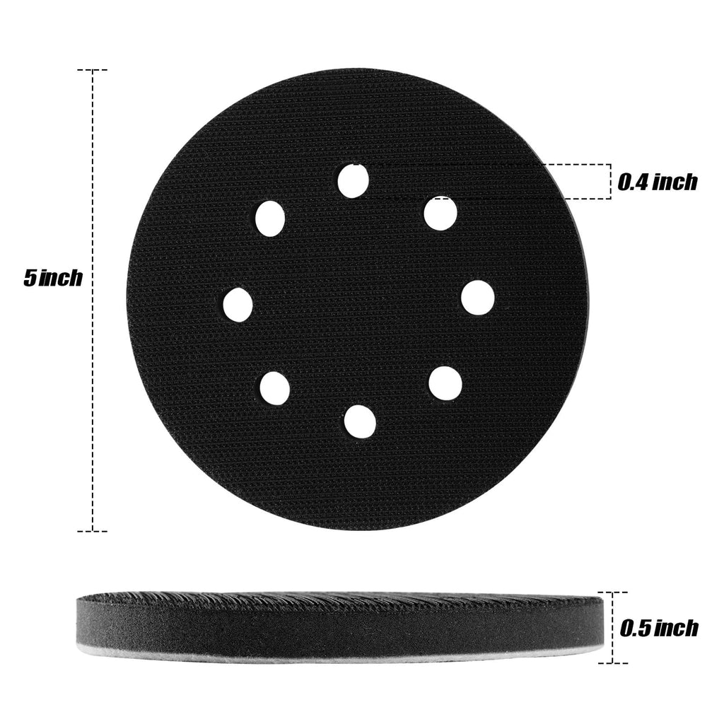 POLIWELL 5-Inch 8 Holes Interface Pad Hook and Loop 5" Soft Density Sponge Cushion Buffer Backing Pad (Pack of 5)