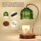 Funistree Green Candle Warmer Lamp with Timer, Dimmable Flower Candle Lamp Warmer, Vintage Christmas Birthday Gifts for Women, Mom, Female Friend, Aromatic Candle Light for Yankee Candles