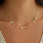 Elemtansy Mothers Day Custom Name Necklace for Women, Multiple Name Personalized 18K Gold Plated Handmade Family Necklace, Customized Jewelry Birthday Gift for Mom (3 Names)