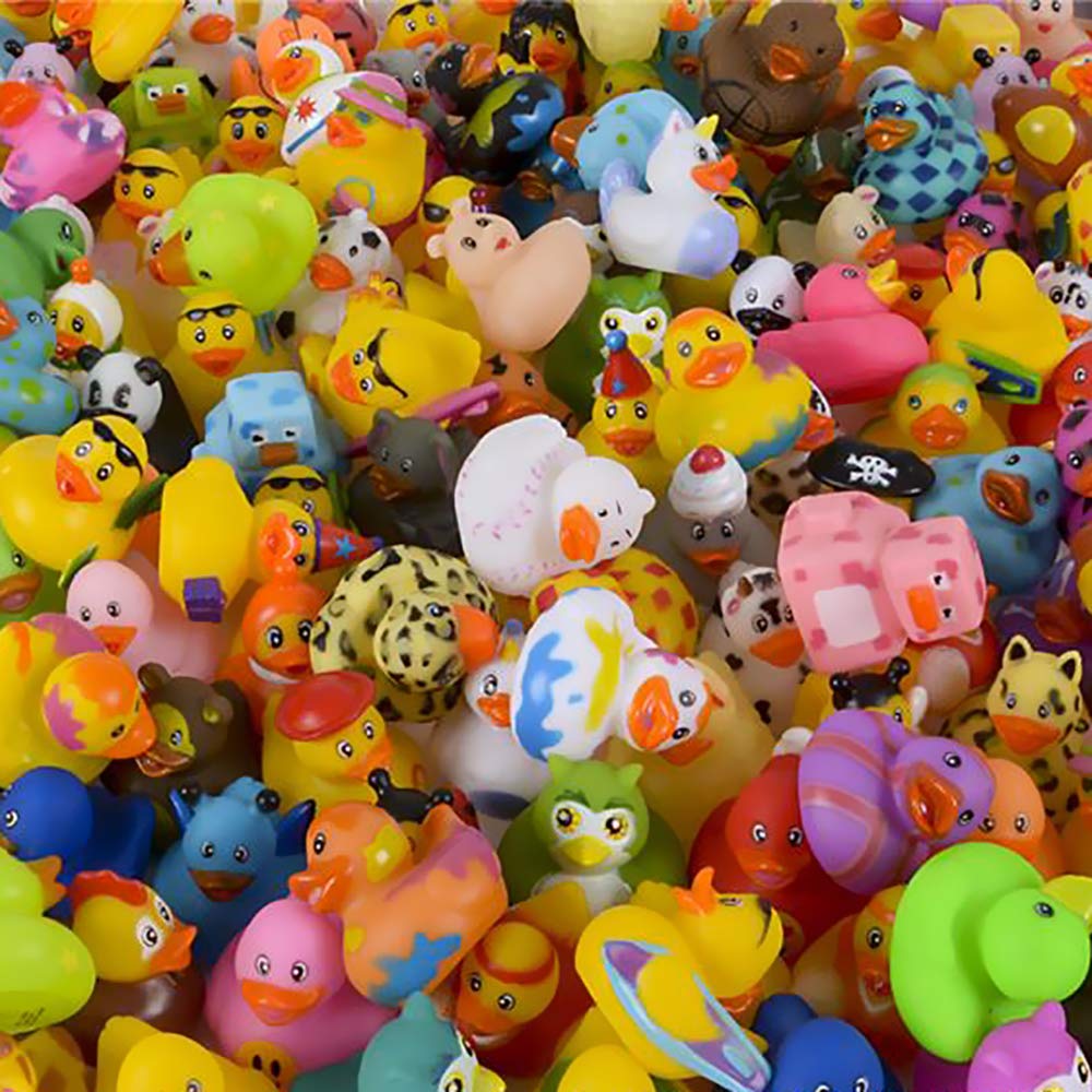 Assortment Rubber Duck Toy Duckies for Kids, Bath Birthday Gifts Baby Showers Classroom Incentives, Summer Beach and Pool Activity, 2" (100-Pack)