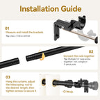 YaFex Curtain Rods 32-144 Inch, Heavy Duty 1 Inch Adjustable Curtain Rod for Windows, Black Extra Long Window Treatment Rods, Modern Design, Easy Installation