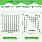 Trellis Netting, Scrog Net 4×4 ft, Heavy-Duty, Grow Tent Accessories, 2 Pcs