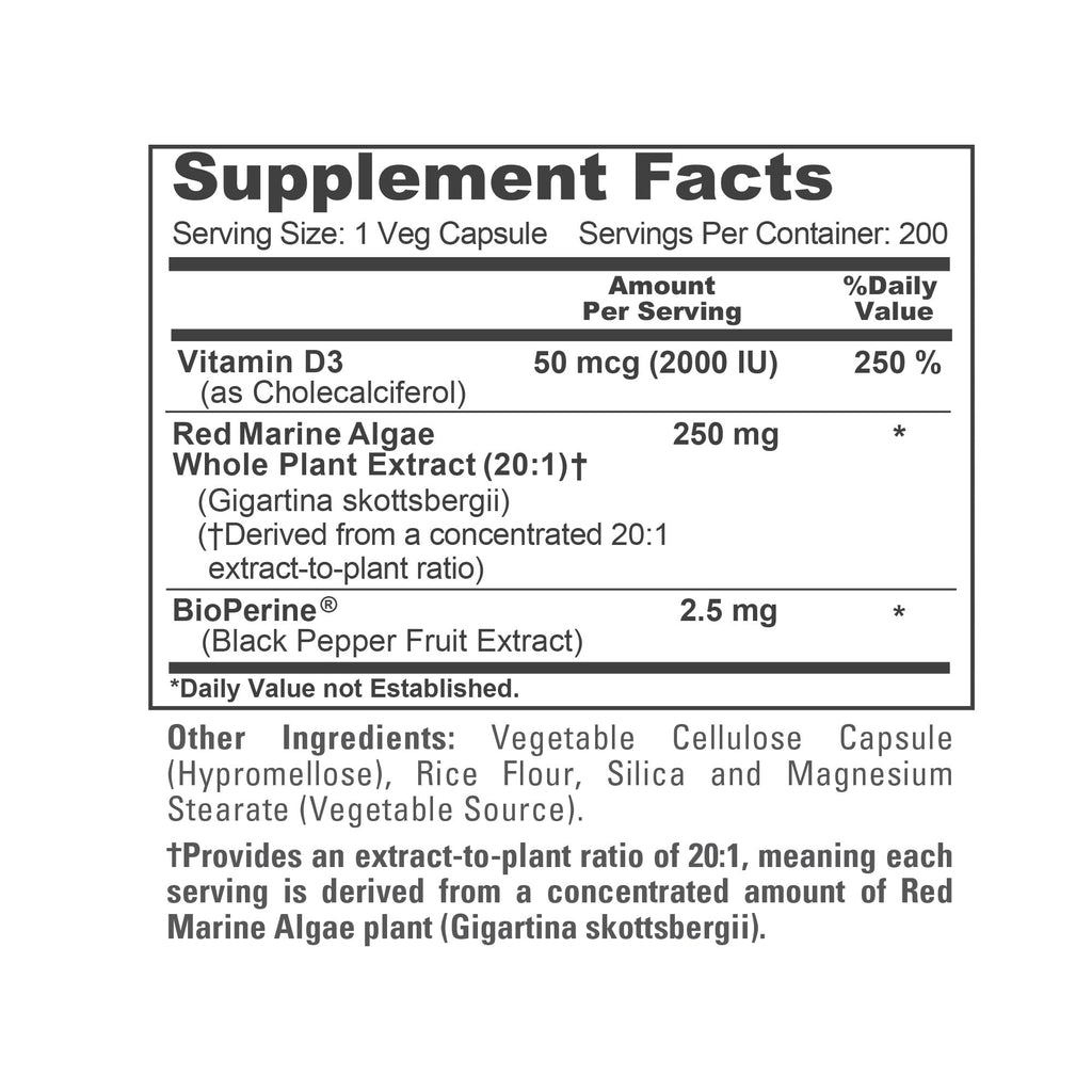 e Red Marine Algae 5,000mg 200 Veggie Capsules (Non-GMO & Soy Free) Bioperine