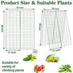 Kyrieval 48" Hx 18" L Cucumber Trellis for Garden A Frame Plant Support for Raised Bed, Outdoor Indoor Plant Garden Trellis for Climbing Plants
