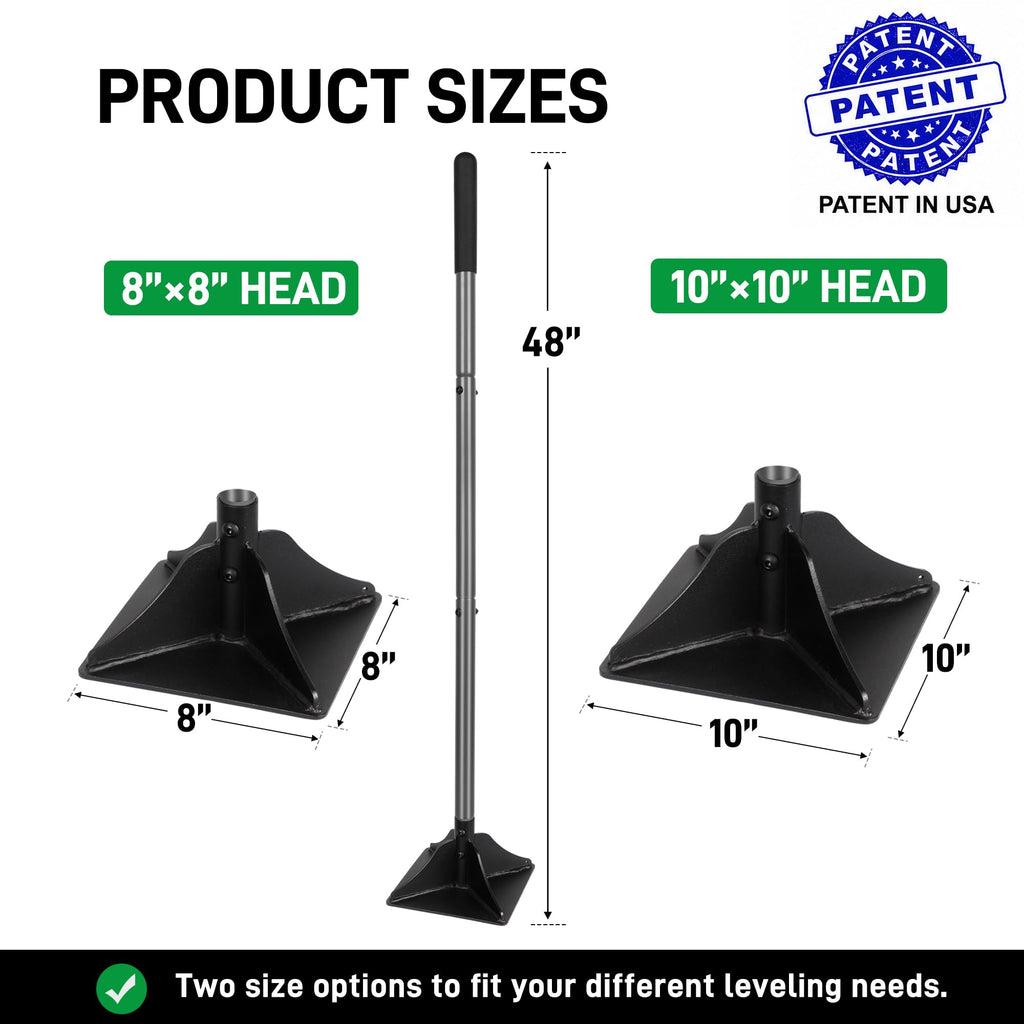 Walensee 10" x 10" Steel Tamper Tool with 48" Handle, Heavy Duty Ground Tamper with Rubber Grip for Leveling Paver Base, Ideal for Dirt Compacting, Gravel and Sand, Driveways and Blacktop Repair