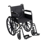 Drive Medical Silver Sport 1 Folding Transport Wheelchair - Lightweight Mobility Support - Full Armrests - Removable Swing-Away Footrests - Durable Steel Construction - Compact Folding Frame - Black