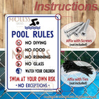 MOLESS 2 Pack Pool Rules Signs Outdoor – 14x10 Inch Pool Signs for Outside, Durable 0.040 Aluminum Weatherproof & UV Protected, Easy to Mount for Pool Safety, 2378-White