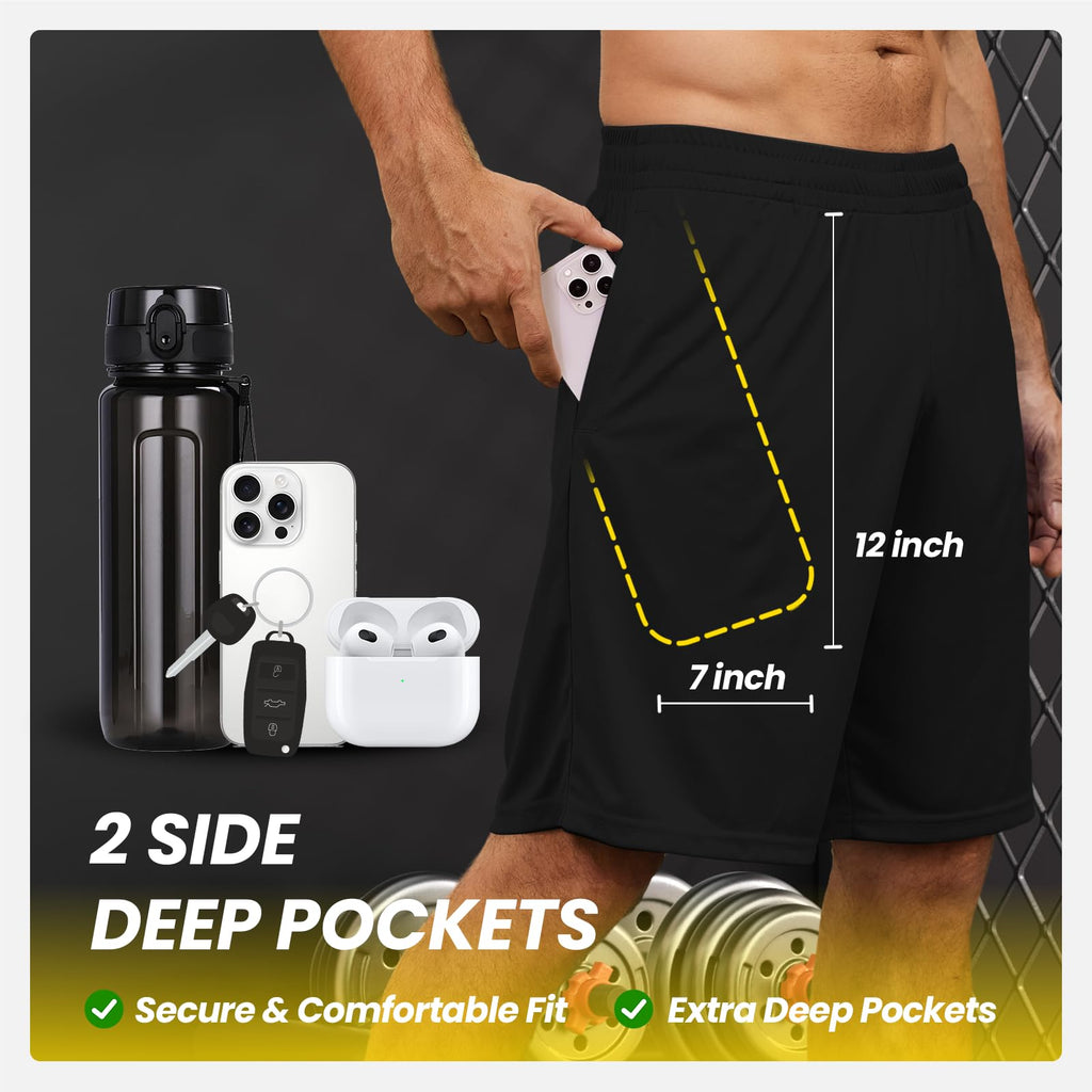 BALENNZ Mens Athletic Shorts with Pockets Quick Dry Workout Shorts Men5BL