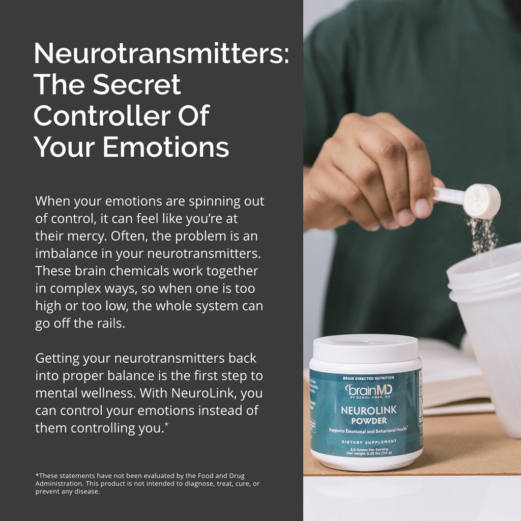 BRAINMD Dr Amen NeuroLink Powder - 114g - Supports Memory, Focus & Concentration - Gluten Free - 30 Servings