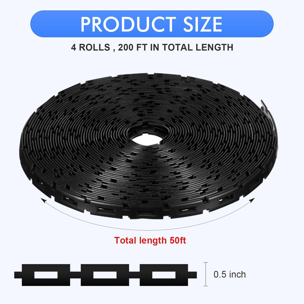 Wesiti 200 ft Plastic Chain Lock Tree Tie 1/2 Inch Wide Adjustable Tree Support Straps Plant String Swing Strap Flexible Reusable Ties for Staking for Garden Accessories