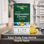 Truly Free Natural Dishwasher Cleaner - Dish Washer Machine Descaler, Fights Grease & Limescale, Hard Water Stain Remover, Smell Eliminator for Clean Dishwashers - Lemon Fresh Scent, 4 oz (Pack of 1)