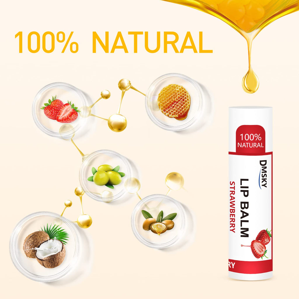 DMSKY 60 Pack Lip Balm, Natural Lip Balm Bulk with Vitamin E and Coconut Oil, Moisturizing Lip Balm for Chapped Lips, Bulk Lip Balm for Women-12 Flavors