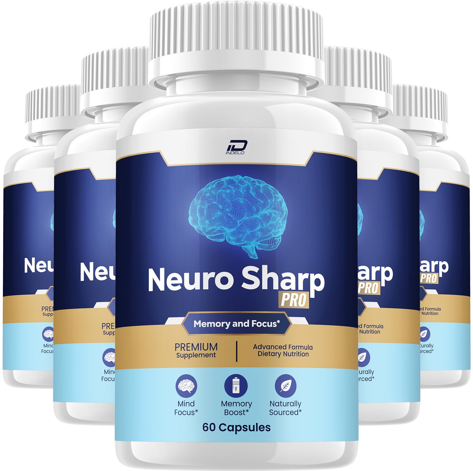 Neuro Sharp Supplement Capsules – Neuro Sharp Natural Blend Formula Focus Memory Support and Reviews (5 Pack – 300 Capsules)