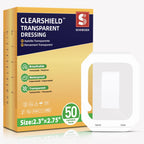 Transparent Film Dressing with Pad, 2.3" x 2.75", 50 Pack, Waterproof Patch