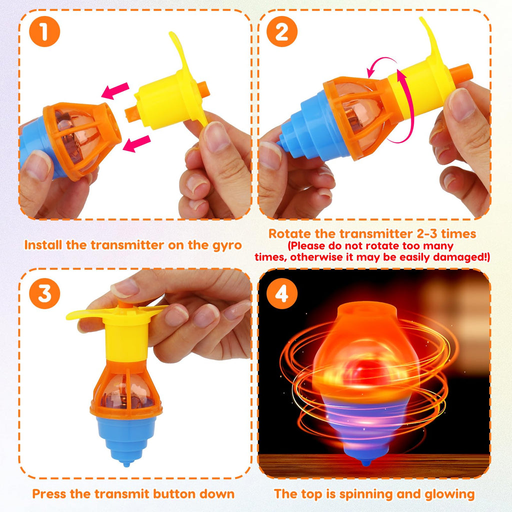24PCS Light Up Spinning Tops Glow Halloween Party Favors for Kids 4-8 8-12