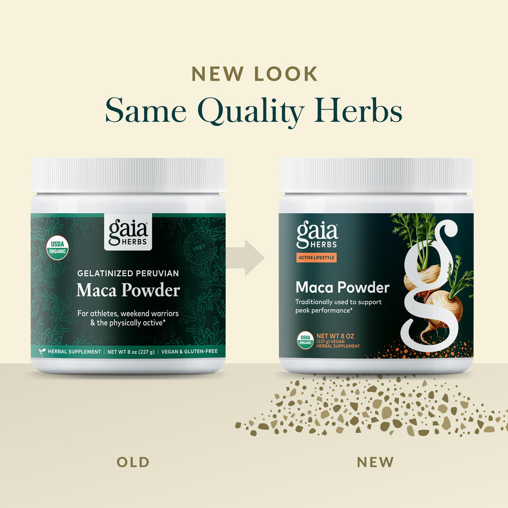 Gaia Herbs Maca Powder - Energy Supplement - Traditionally Used to Support Healthy Energy & Stamina* - Made with USDA Certified Organic Maca Root (Lepidium meyenii) - 8 Oz (69 Servings)