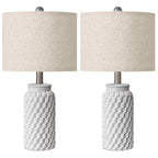USumkky 20.5" White Modern Ceramic Bedside Lamps Set of 2, Small Table Lamp for Bedroom Decor Farmhouse Nightstand Lamp for Living Room Office
