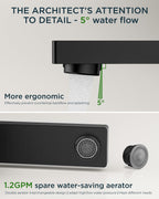 FORIOUS Black Bathroom Faucet 3 Hole, Matte Black Bathroom Sink Faucet Wide