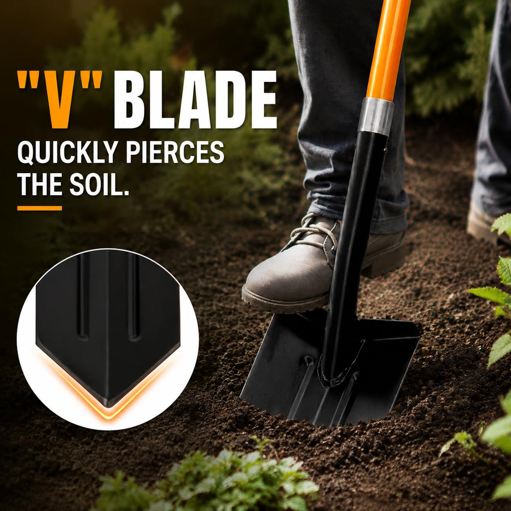 VNIMTI Trench Shovel Heavy Duty, 6-Inch Trenching Shovel with Fiberglass Handle, 58 Inches
