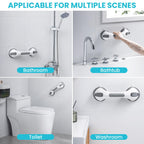TAILI Shower Grab Bar, 2 Pack 12 Inch Suction Grab Bars for Bathtubs and Showers for Elderly, Shower Handle for Seniors Bathroom Safety Grip, No Drilling Removable,Grey