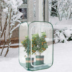 Plant Mini Greenhouse Pop up Frost Protection Enclosure PVC Clear Plant Covers with Roll-up Zipper Entry Doors, Indoor and Outdoor Gardens Protecting Plant from Cold Frost (PVC, 23x23x35in)