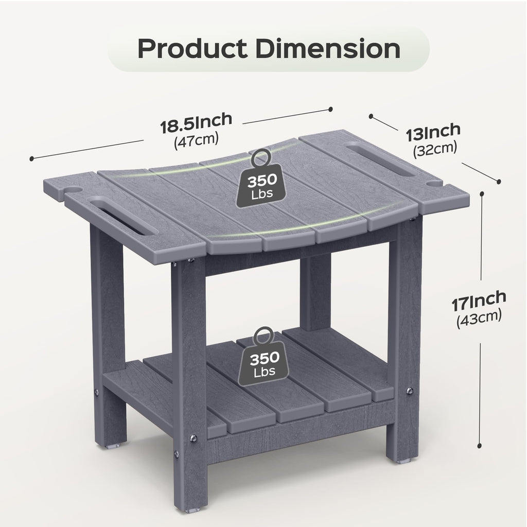LyriFine Shower Bench - HDPE Waterproof Shower Bench for Inside Shower, 18.7" Shower Stool with Shower Head Holder, 350lbs Shower Seat with Storage Shelf, Shower Chair for Bathroom Indoor Outdoor Use