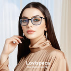 Distance Nearsighted Glasses for Women,Near Sighted Vision Driving Farsighted Eyeglasses,Oversized Nearsight See Far Away Sight Blue Light Computer Eye Glass,Fashion Cat-eye Farsighted TR90 Frame 2.0