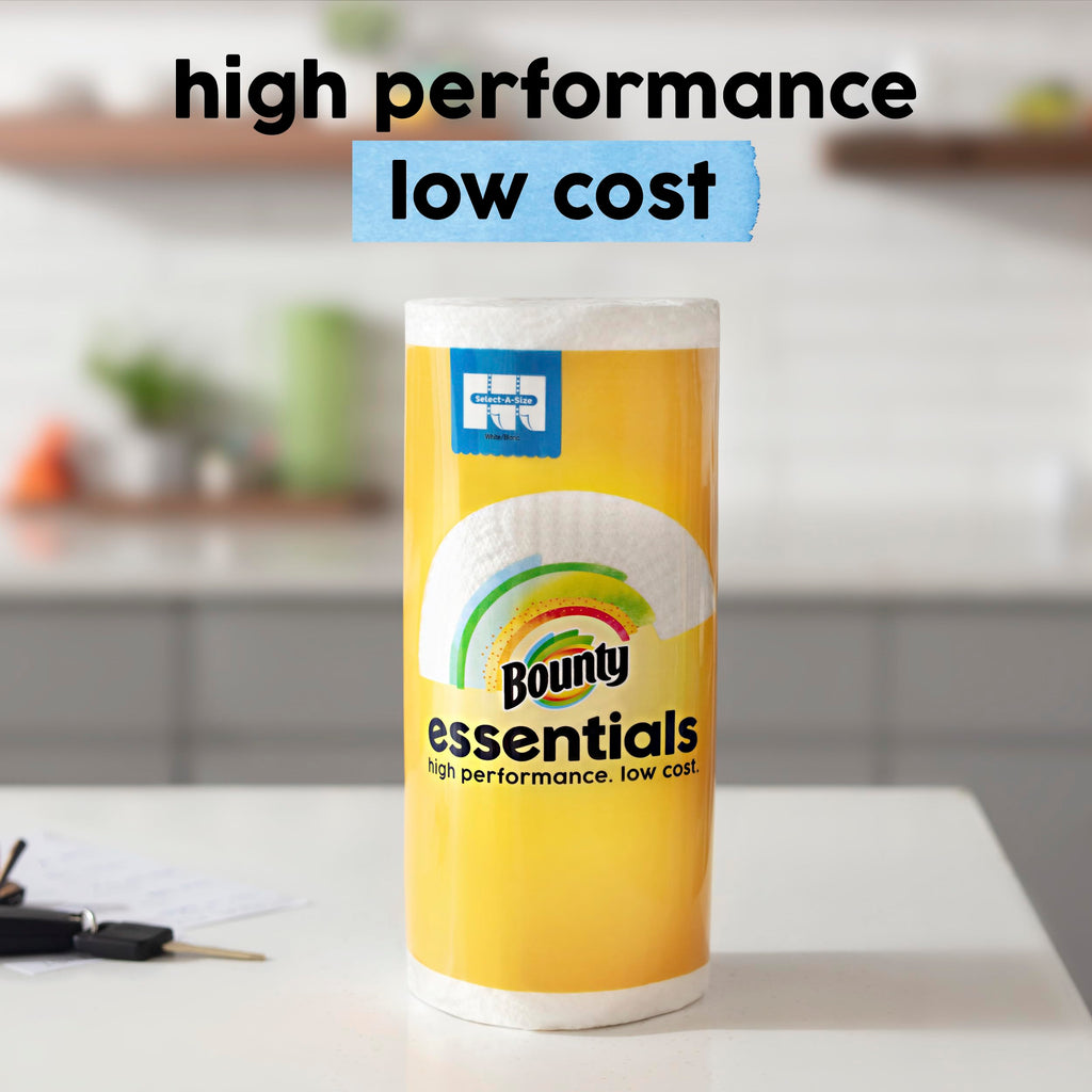 Bounty Essentials Select-A-Size Paper Towels, White, 2 Triple Rolls = 6 Regular Rolls (Packaging May Vary)