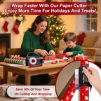 2-in-1 Wrapping Paper Cutter & Tape Dispenser, with 4 Tapes & 2 Blades ﻿ ﻿