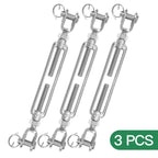 Jamiikury 3PCS M6 Jaw Jaw Turnbuckle Stainless Steel Jaw and Jaw Turnbuckle, Jaw Jaw Closed Body Marine Turnbuckle, Durable for Wire Rope Cable (M6, Jaw & Jaw)