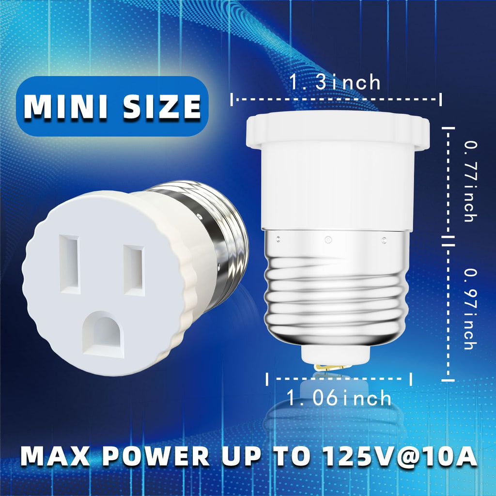 16 Pack, Light Socket Plug Adapter, Convert Light Bulb Socket to Outlet Adapter (White).