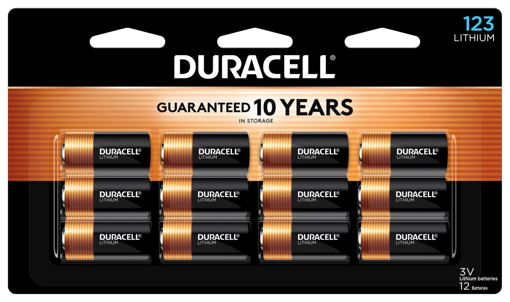 Duracell CR123A 3V Lithium Battery, 12 Count, 10-Year Storage, High Power