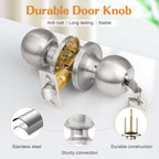 Probrico Brushed Nickel One Keyway Ball Door Knobs Entry Lock with Keys, 3 Pack Keyed Alike Door Locksets, Interior Exterior Keyed Hardware