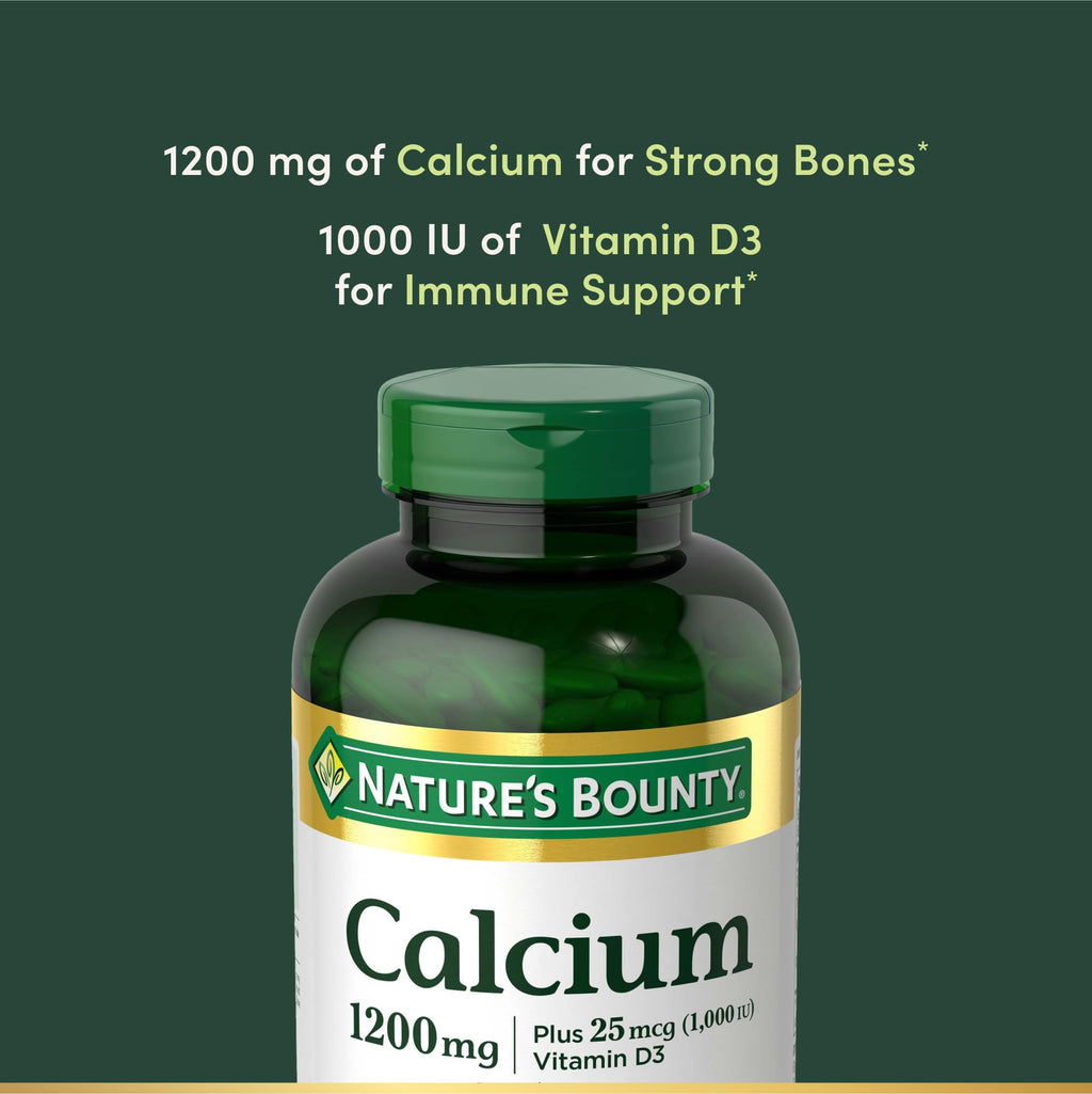 Nature’s Bounty Calcium 1200 mg with Vitamin D3, Bone Health & Immune Support, Vitamin D3 1000 IU, 220 Softgels