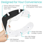 Vive Toilet Seat Riser Cushion for Seniors - Universal Fit - Raised Toilet Seat with High-Density Foam for Elongated & Standard - Firm Handle, Cushioned & Padded - Elevated Medical Handicap Lifter