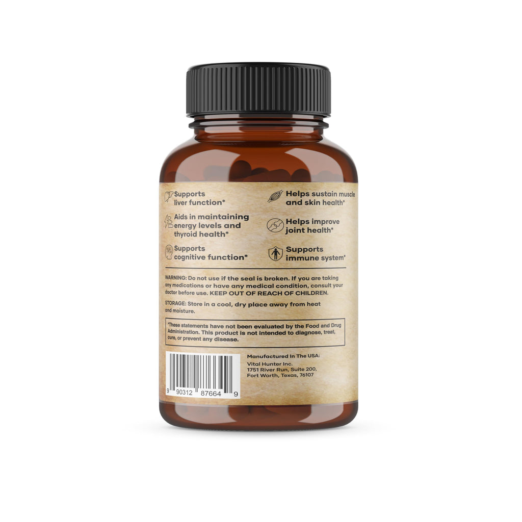 Vital Hunter - 100% Grass Fed & Finished, Beef Organ Supplement (Liver, Heart, Kidney, Pancreas, Spleen), Freeze-Dried Beef, Non-GMO, 180 Capsules