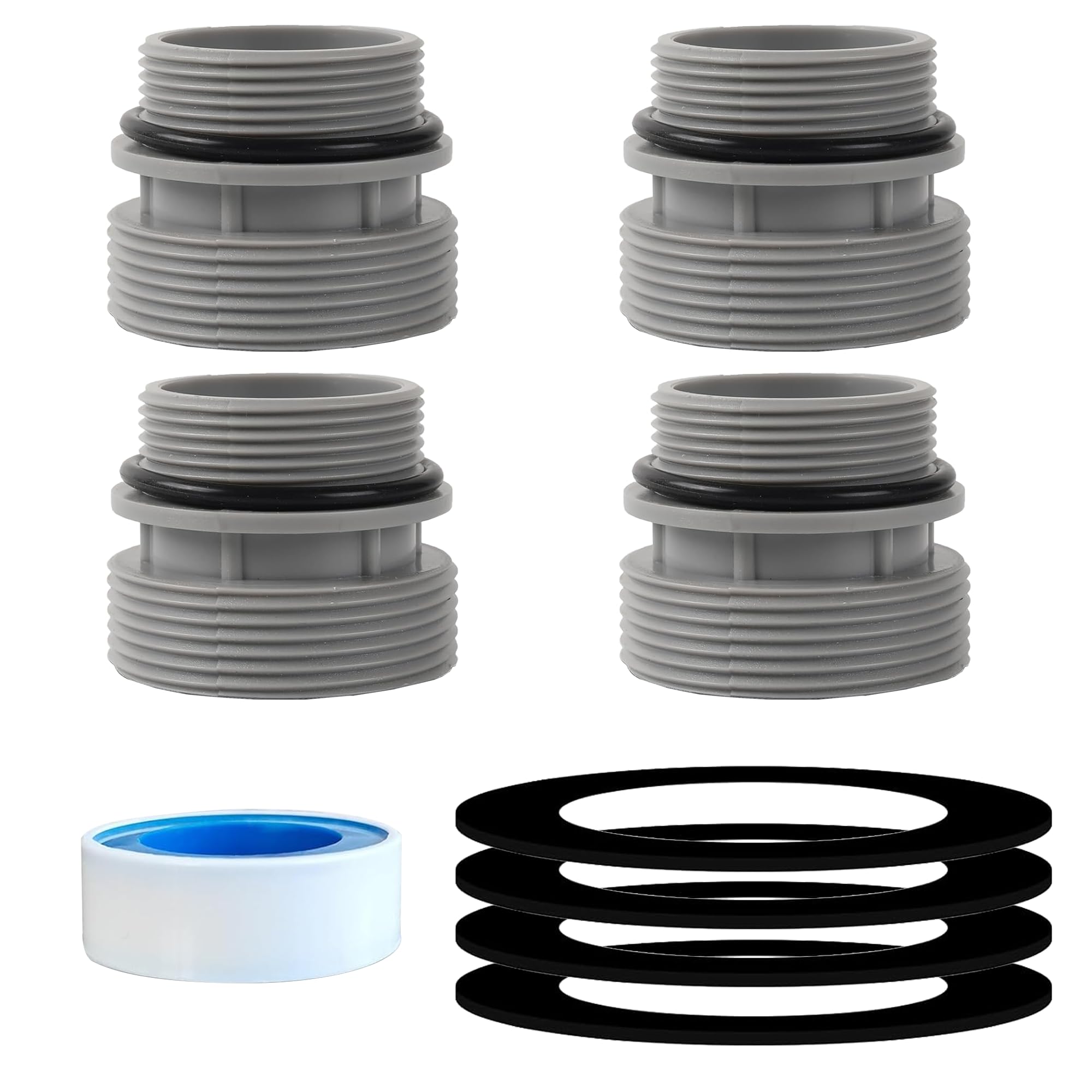 TonGass (4-Pack) 40mm to 1 1/2" Filter Hose Conversion Kit, Above Ground Pool Adapter Connects 40mm Hoses to Standard 1 1/4" or 1 1/2" Filter Ports