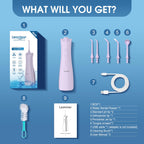 Leominor Water Dental Flosser - 5 Modes Cordless Oral Irrigator, IPX7 Waterproof, Rechargeable Teeth Cleaner Upgrade Datchable Tank Professional Flossing Cleaning Pick for Home Travel (Purple)