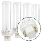 KOR (Pack of 4 13W CFL Double Tube Bulbs – G24Q-1 (4-Pin) Base – 3500K Soft White – Compatible Replacement for Sylvania CF13DD/E/835, Philips PL-C 13W/835/4P, GE F13DBX/835/ECO4P