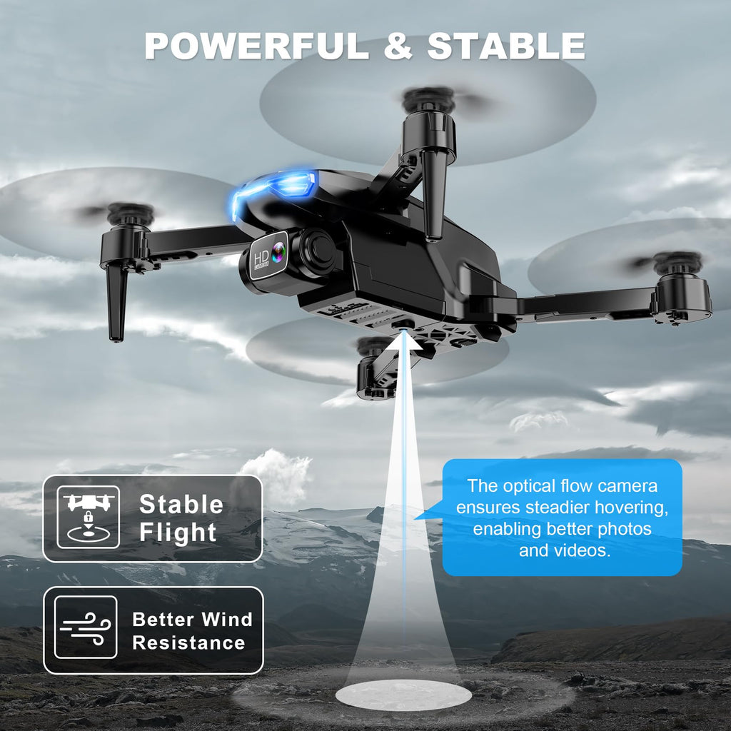 2K HD FPV Drone with Camera for Adults - Altitude Hold, One-Key Takeoff/Landing, 3 Speed Modes, Headless Mode, 2 Batteries, Foldable & Portable, Best Gifts for Beginners, Teen Boys & Girls