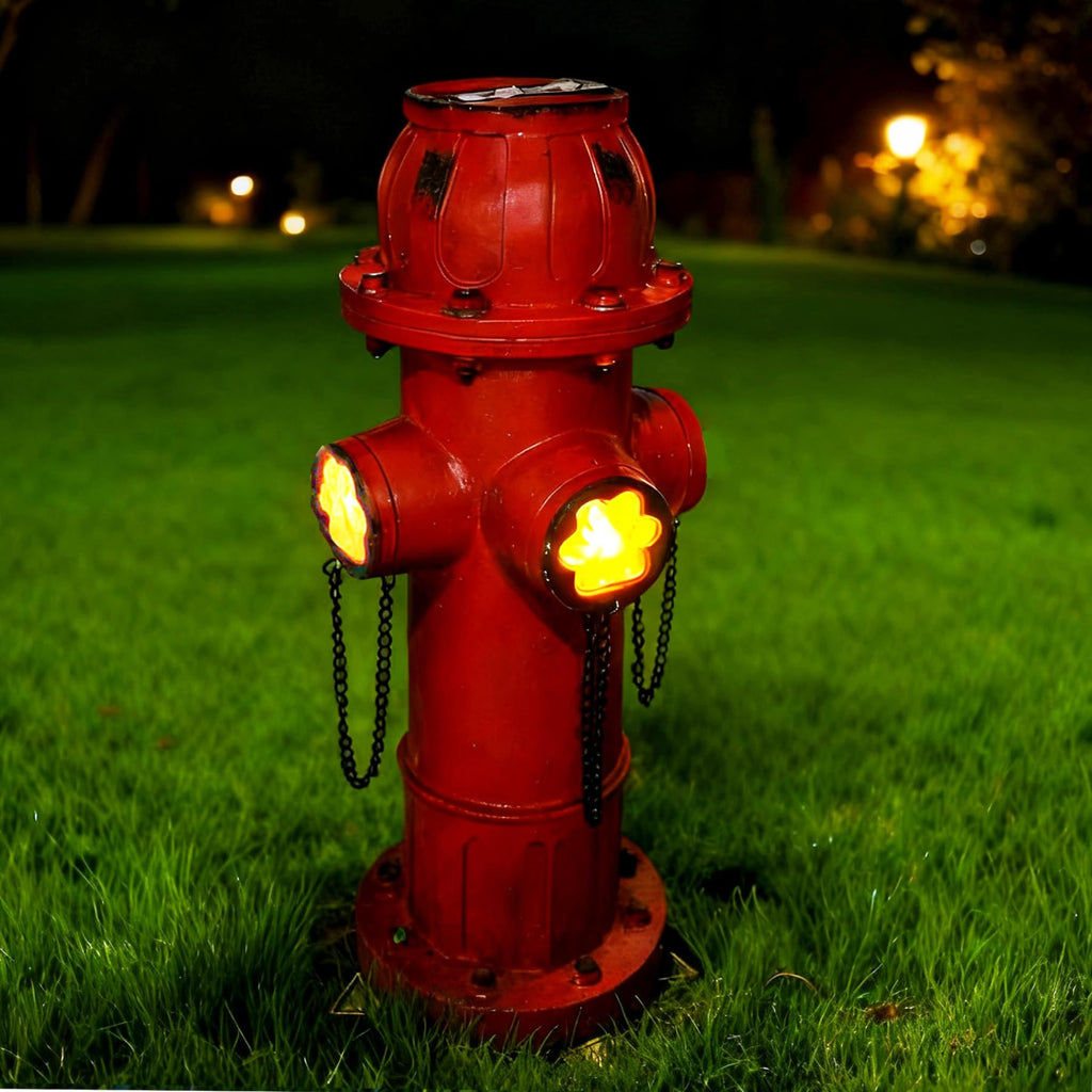 XINDMAO Xdymsien Fake Fire Hydrant for Dogs to Pee on,Solar Hydrant Dog Tranning Pee Post with with Glowing Paw Prints,15 inch Outdoor Backyard Decor Outdoor Statues Firefighter Gifts for Men