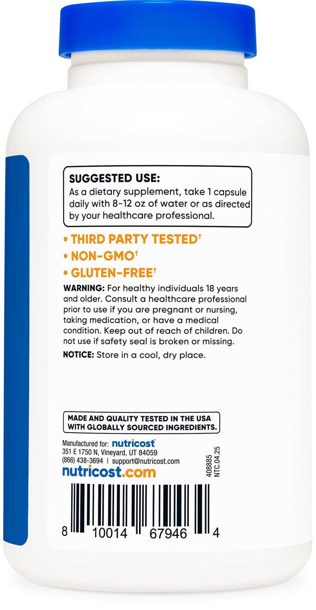 Nutricost Pantothenic Acid (Vitamin B5) 500mg, 240 Capsules (3 Bottles)