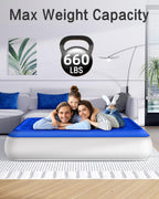 Xsleep Queen Air Mattress with Built in Pump Luxurious Comfort Raised Inflatable Mattress Queen Airbed Blow Up Mattress for Home and Guests 80"*60"*13" Air Bed 2 Mins Fast Inflate/Deflate 660 lbs Max