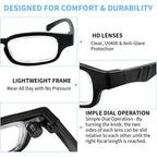 Ouolipraa Flex Focal Adjustable Glasses Dial Vision Reading Glasses Zoom Eyeglasses for Men Women One Power Auto Focus 0D to 400D Presbyopic Readers Variable Focus Eyewear Read Distance Near Far Sight