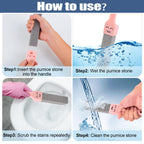 Navona 68 Pack Pumice Stone Scouring Sticks with 8 Universal Handles, Grey Pumice Cleaner for Toilets, Bathrooms & Multi-Surface Hard Water Stain and Limescale Removal