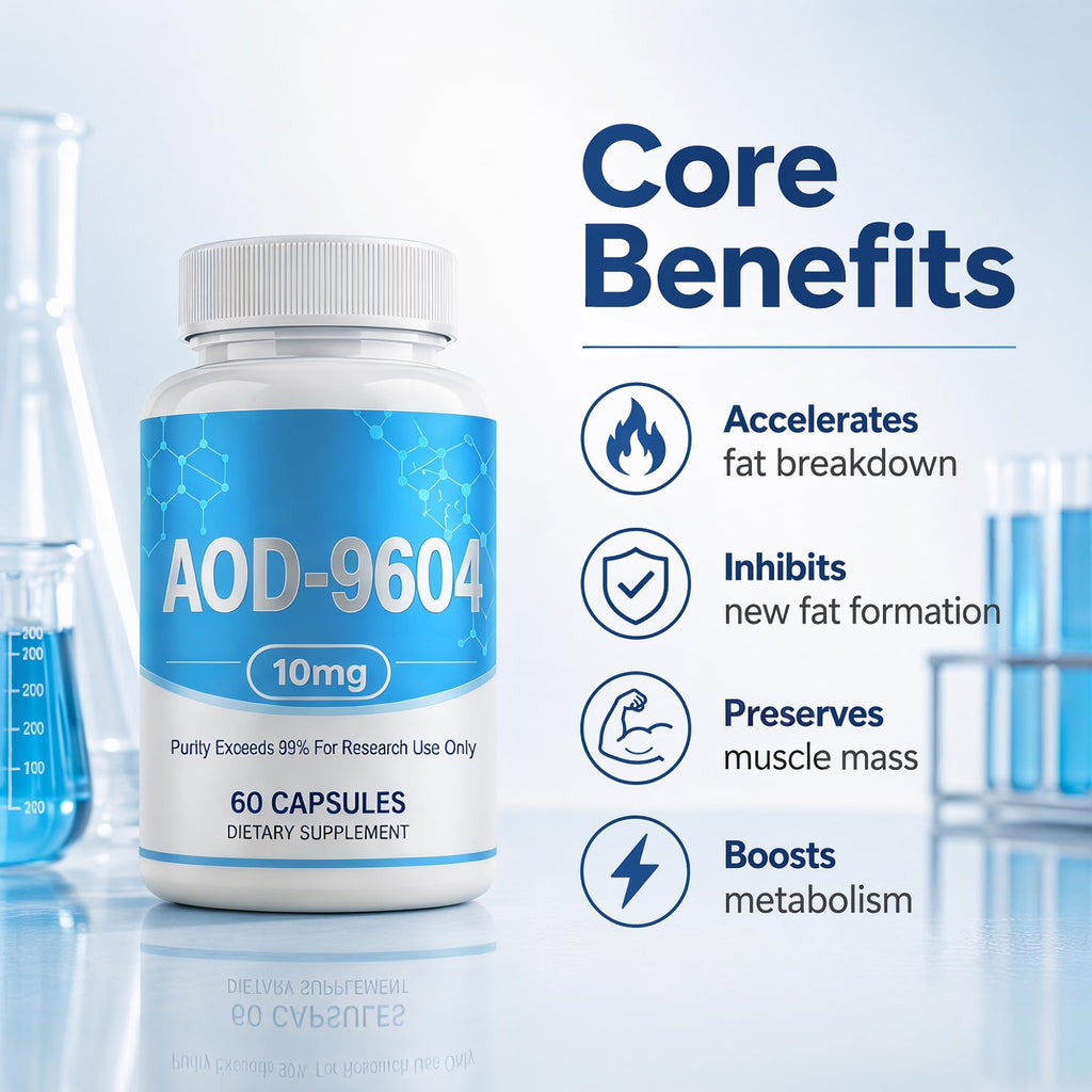 Ustuour AOD-9604 Peptide Capsules, 99% Purity (10mg) 60 Capsules