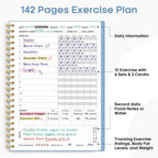 Fitness Workout Journal for Women & Men, A5(5.5" x 8.2") Workout Log Book Planner for Tracking, Progress, and Achieving Your Wellness Goals-Sky Blue