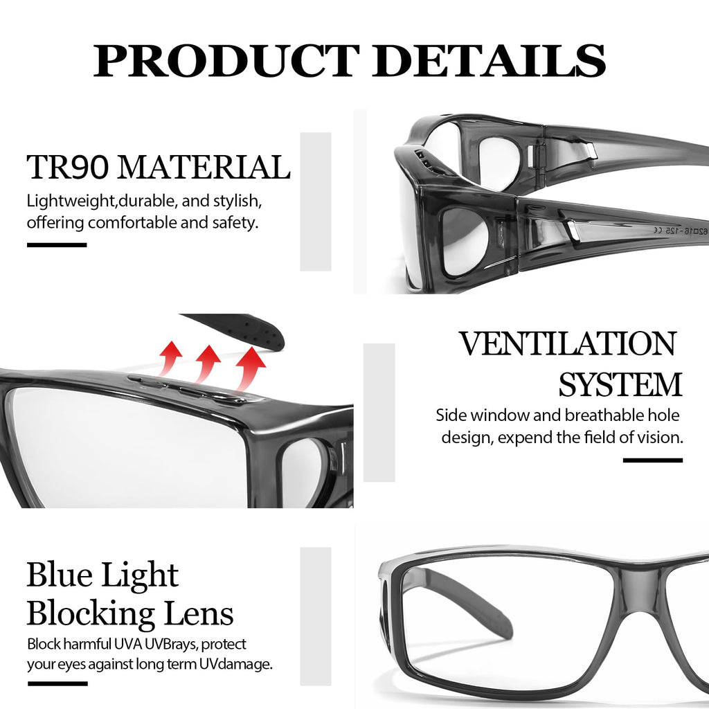LVIOE Fit Over Blue Light Blocking Glasses and Computer Eyewear- Wear Over Prescription Glasses/Reading Glasses/RX Glasses